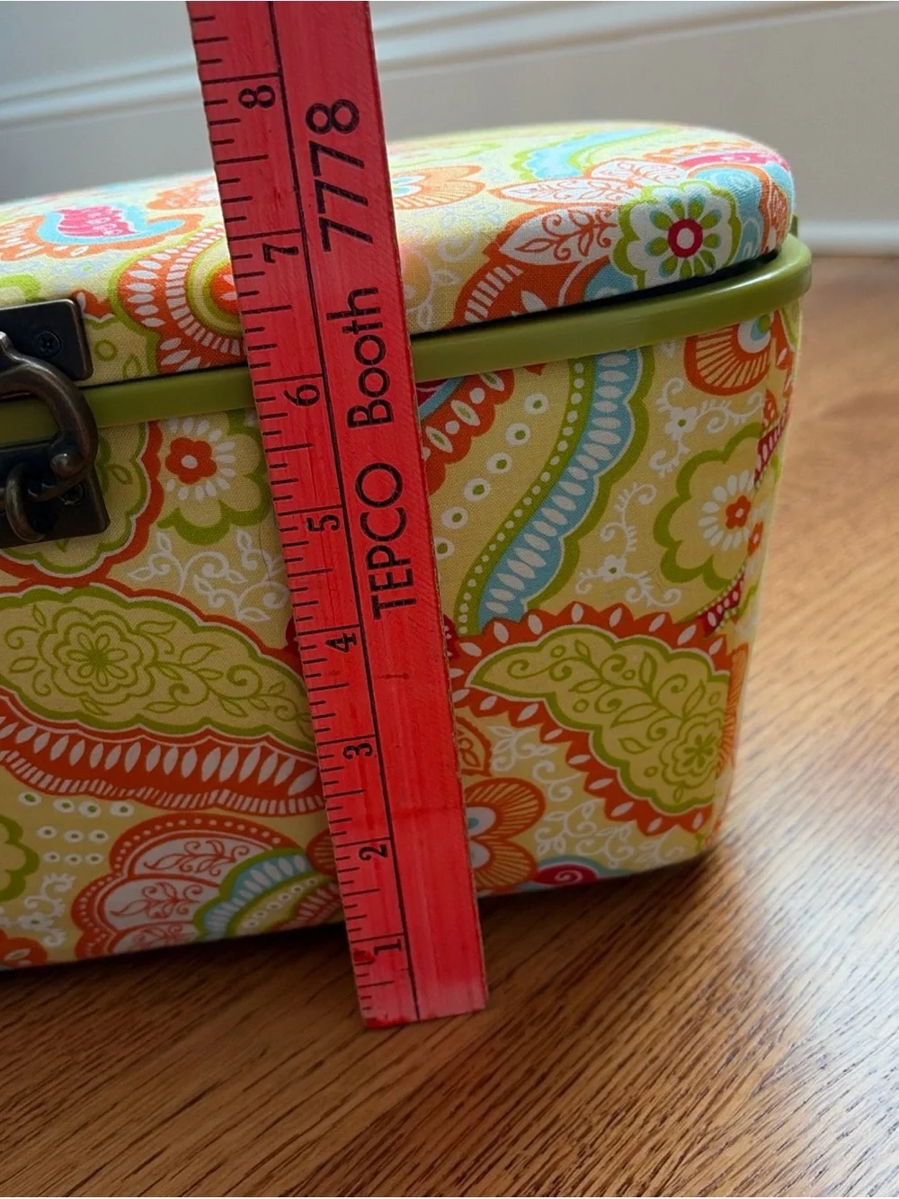 Vintage Dritz St. Jane Sewing Basket Box Paisley Print with Tray Retro Y2K Boho